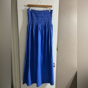 Universal Thread Blue Smocked Strapless Maxi Dress Women Sz Small